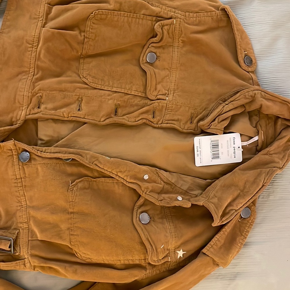 Free People mustard brown crop jacket